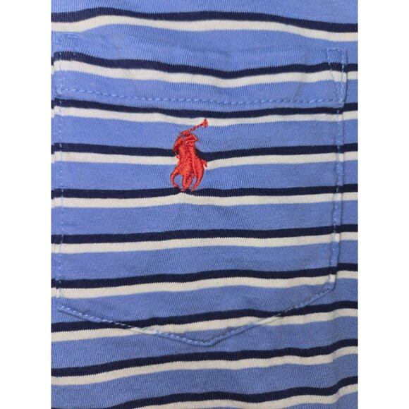Polo Ralph Lauren Mens Blue Striped Polo Large - Picture 6 of 7